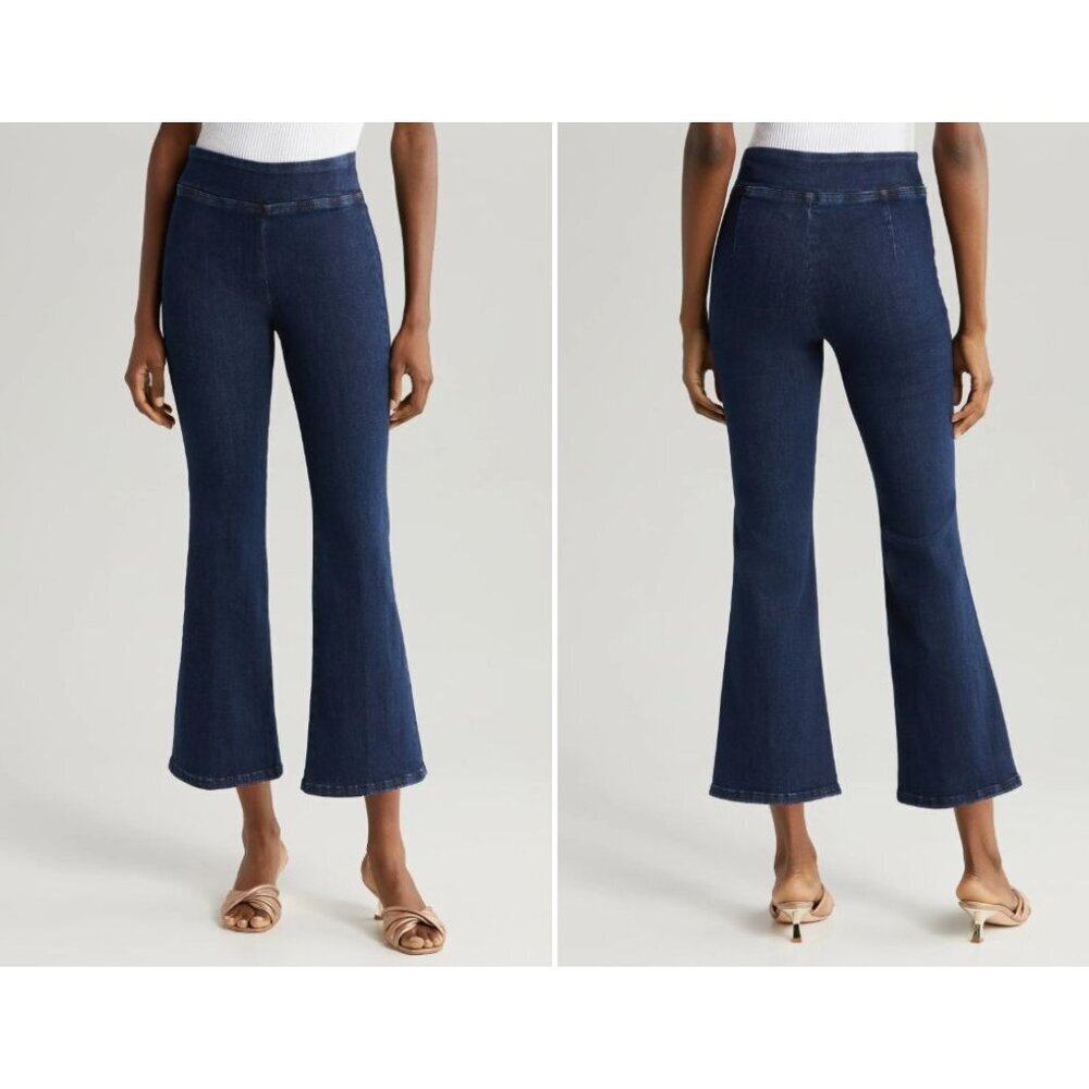 Frame Dark Indigo Jet Set Crop Stretch Mini Bootcut Pull-On Jeans Women Size 2